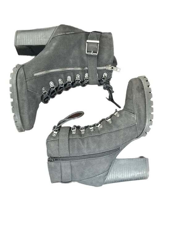 JustFab Pracida Black Lace-Up Heeled Platform Combat Ankle Booties, Size 8.5 - Picture 4 of 5